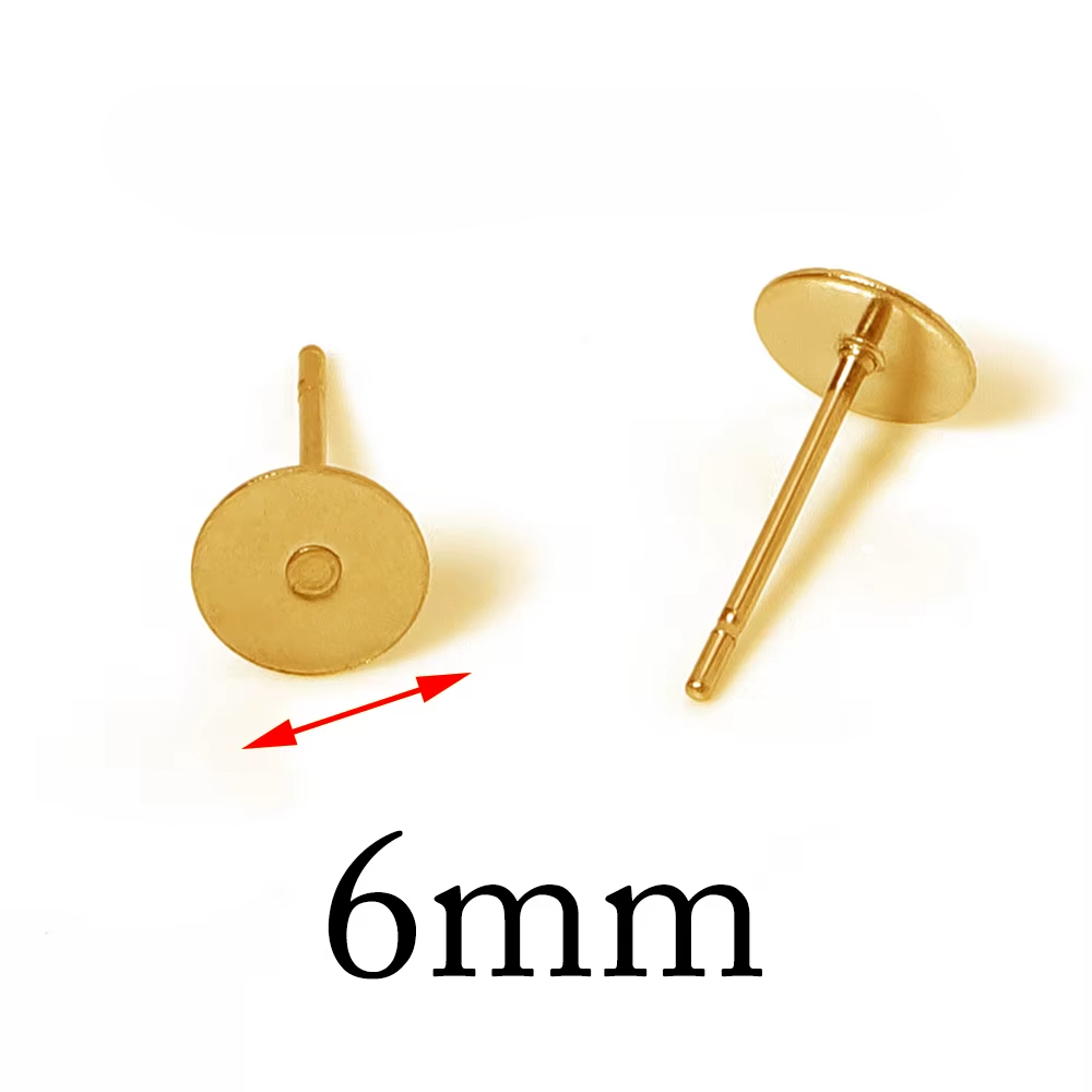 Base Aro Plano Acero Dorado 6mm - 50 Unid