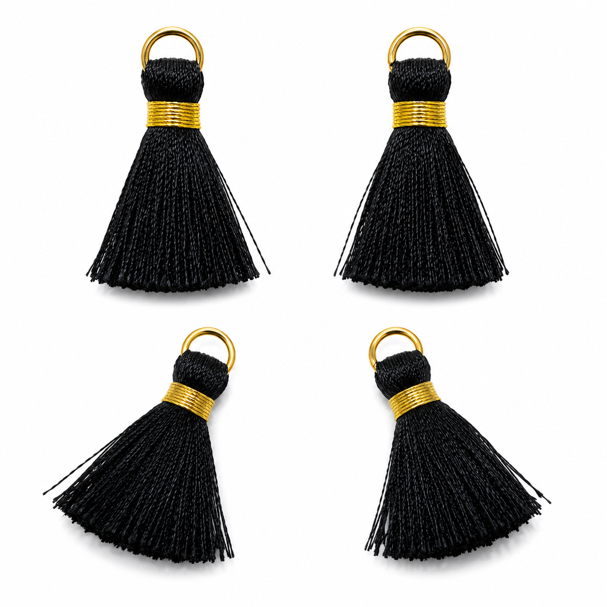 Borlas Hilo Negro Con Argolla Dorada 2.5cm - 10pcs