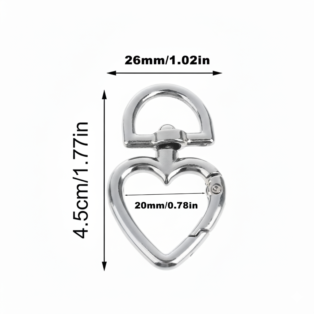 Mosquetón Plateado Forma Corazon - 50 Unid.