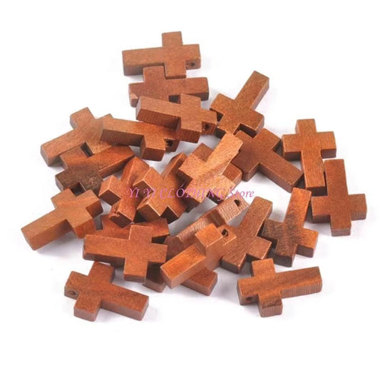 Cruz Madera Cafe Claro 22x15mm - 50pcs