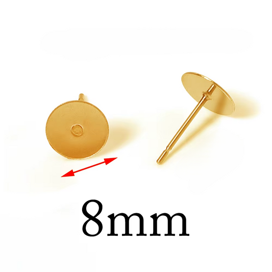 Base Aro Plano Acero Dorado 8mm - 50 Unid