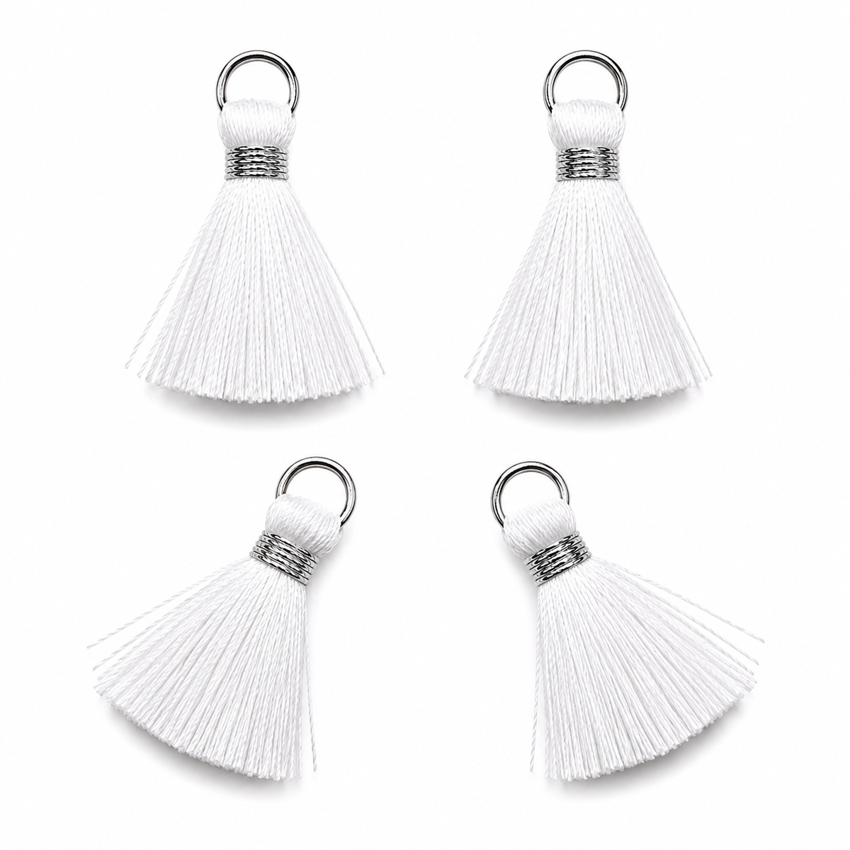Borlas Hilo Blanco Con Argolla Plateada 2.5cm - 10pcs