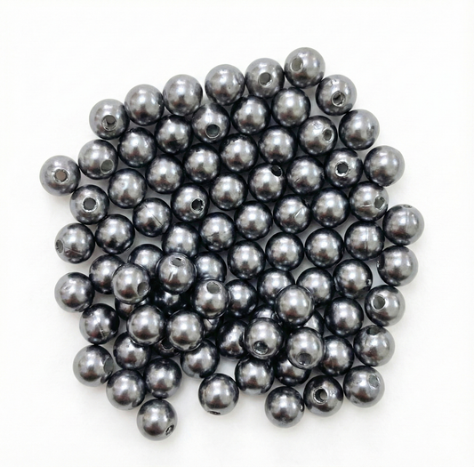 Perlas Gris Hematita Plásticas - 40gr