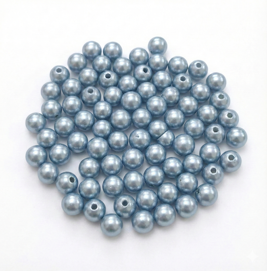 Perlas Azul Plateado Plásticas - 40gr
