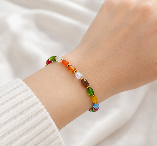 Pulsera de Cristal Tipo Arroz Multicolor