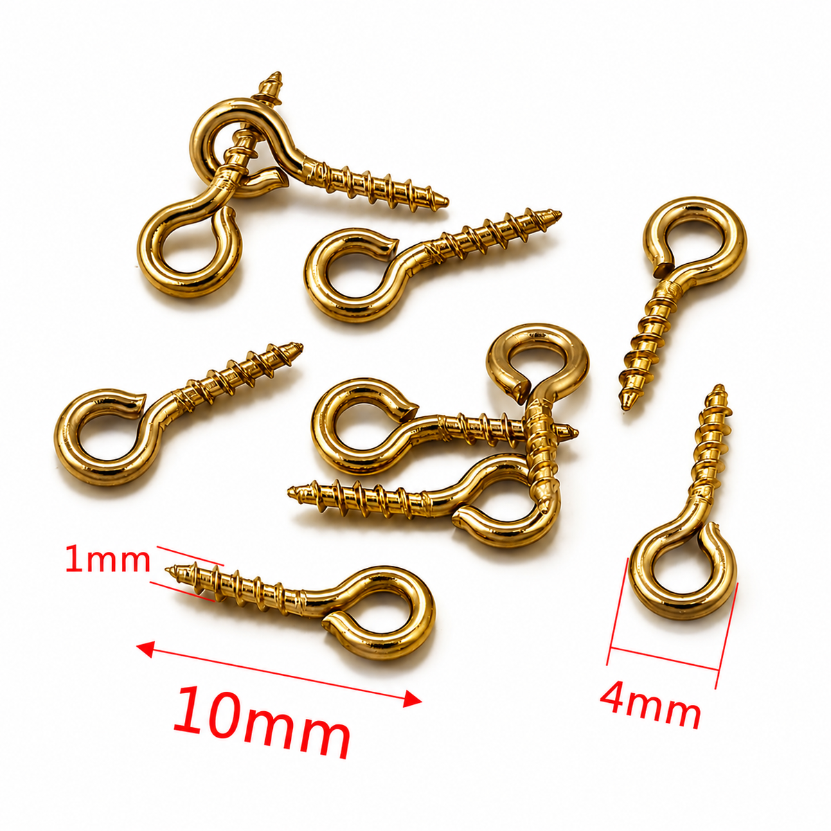 Cáncamo Acero Dorado 1cm - 50pcs