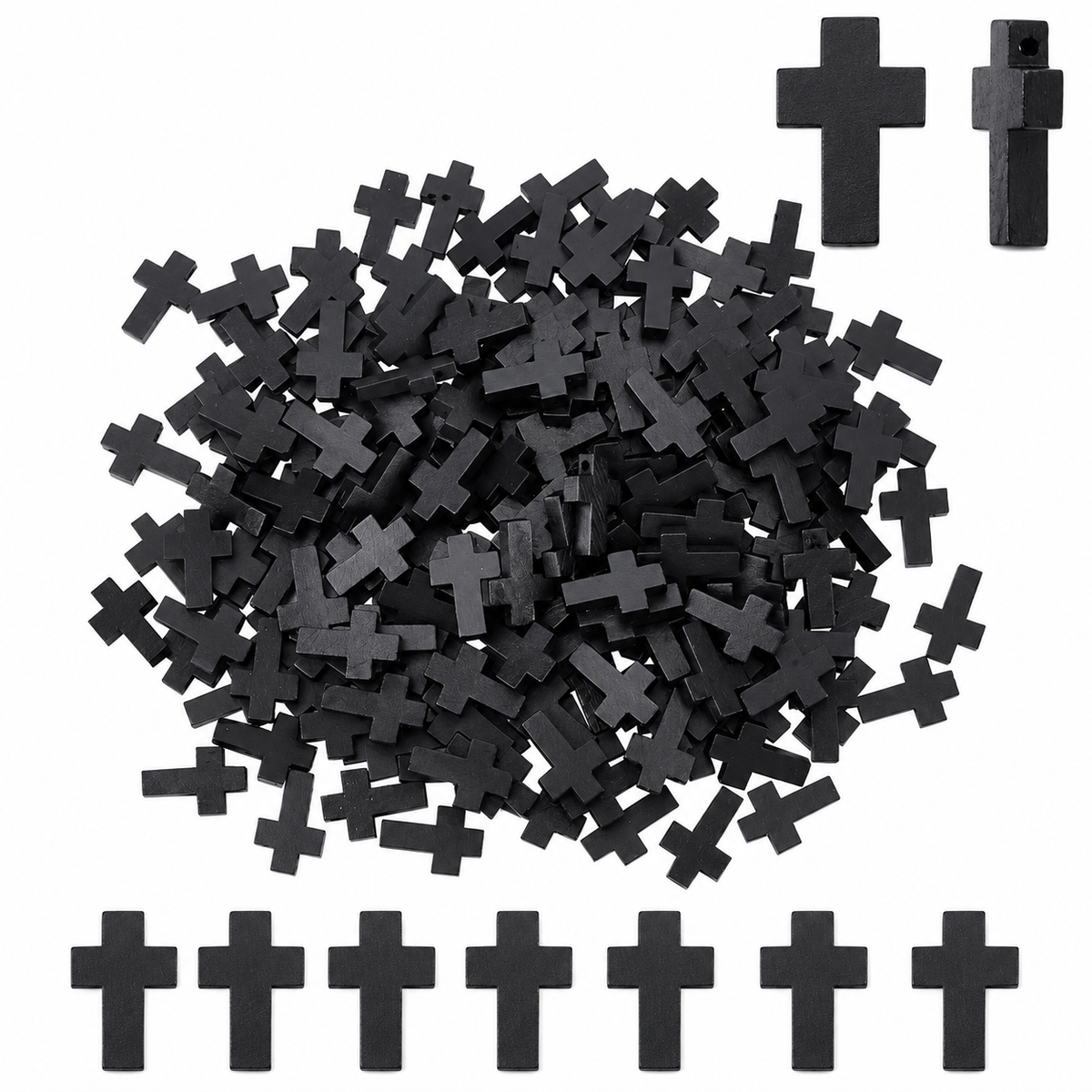 Cruz Madera Negro 22x15mm - 50pcs