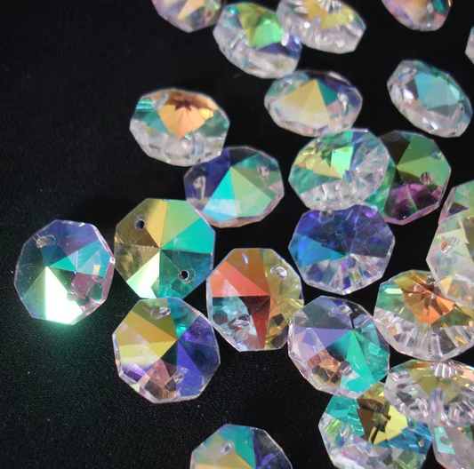 Prismas en Octagono de Cristal Tornasolado - 1 Unidad