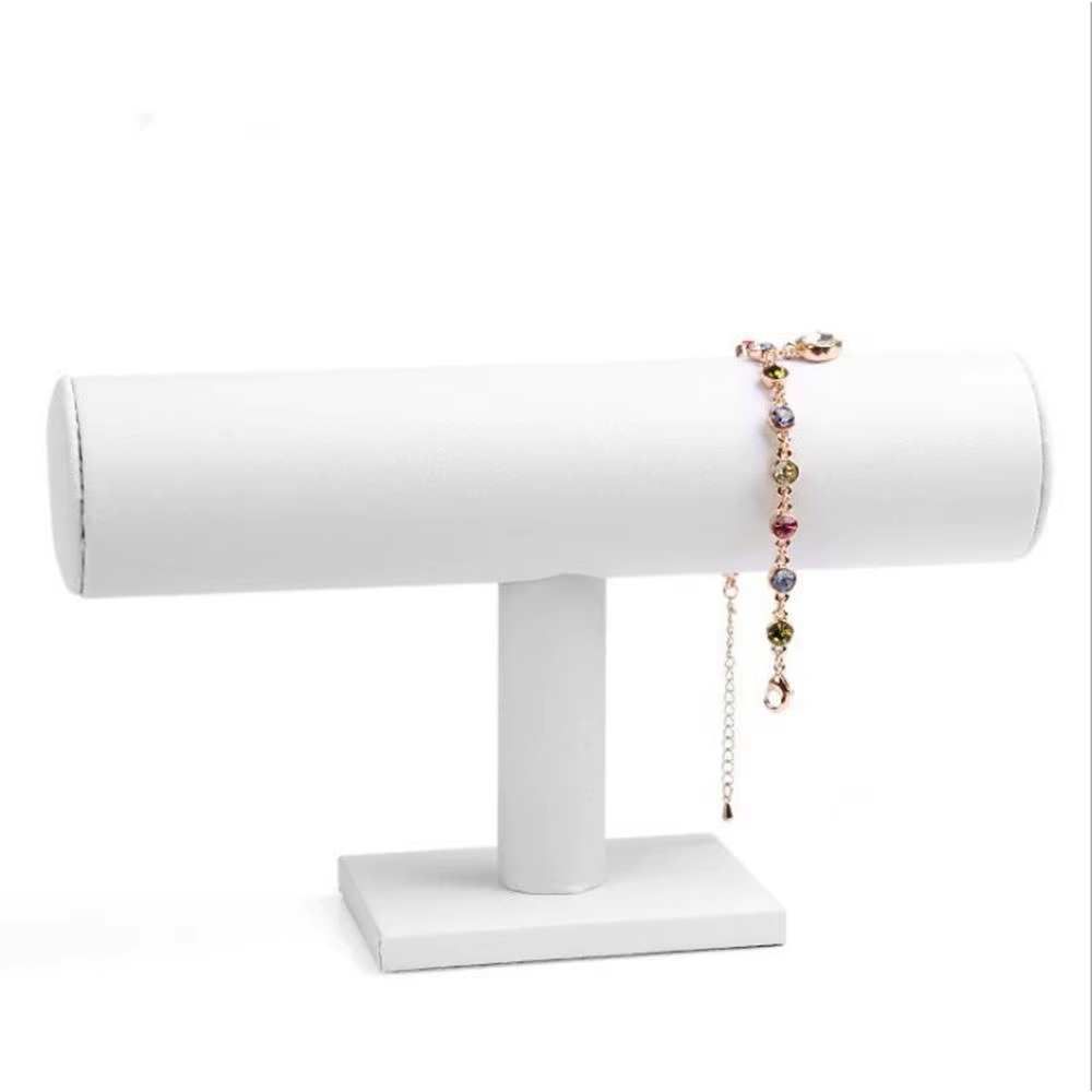 Exhibidor De Pulsera De Ecocuero Blanco 1 Nivel