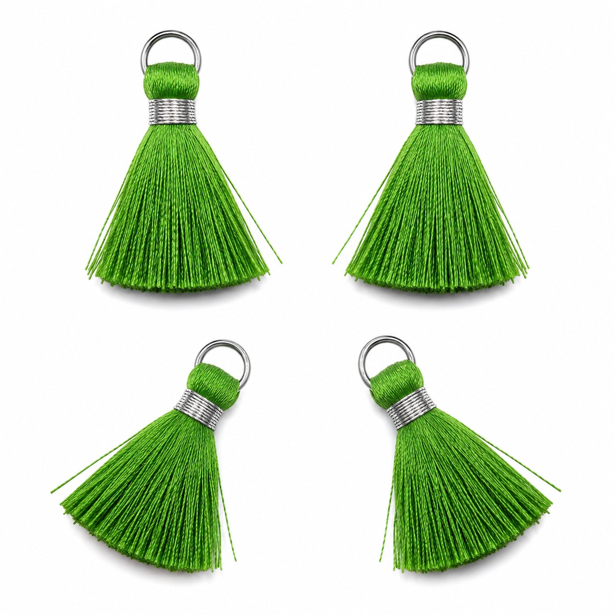 Borlas Hilo Verde Claro Con Argolla Plateada 2.5cm - 10pcs